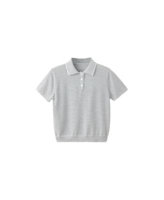 MANGO Women's Striped Polo Short-Sleeve Sweater