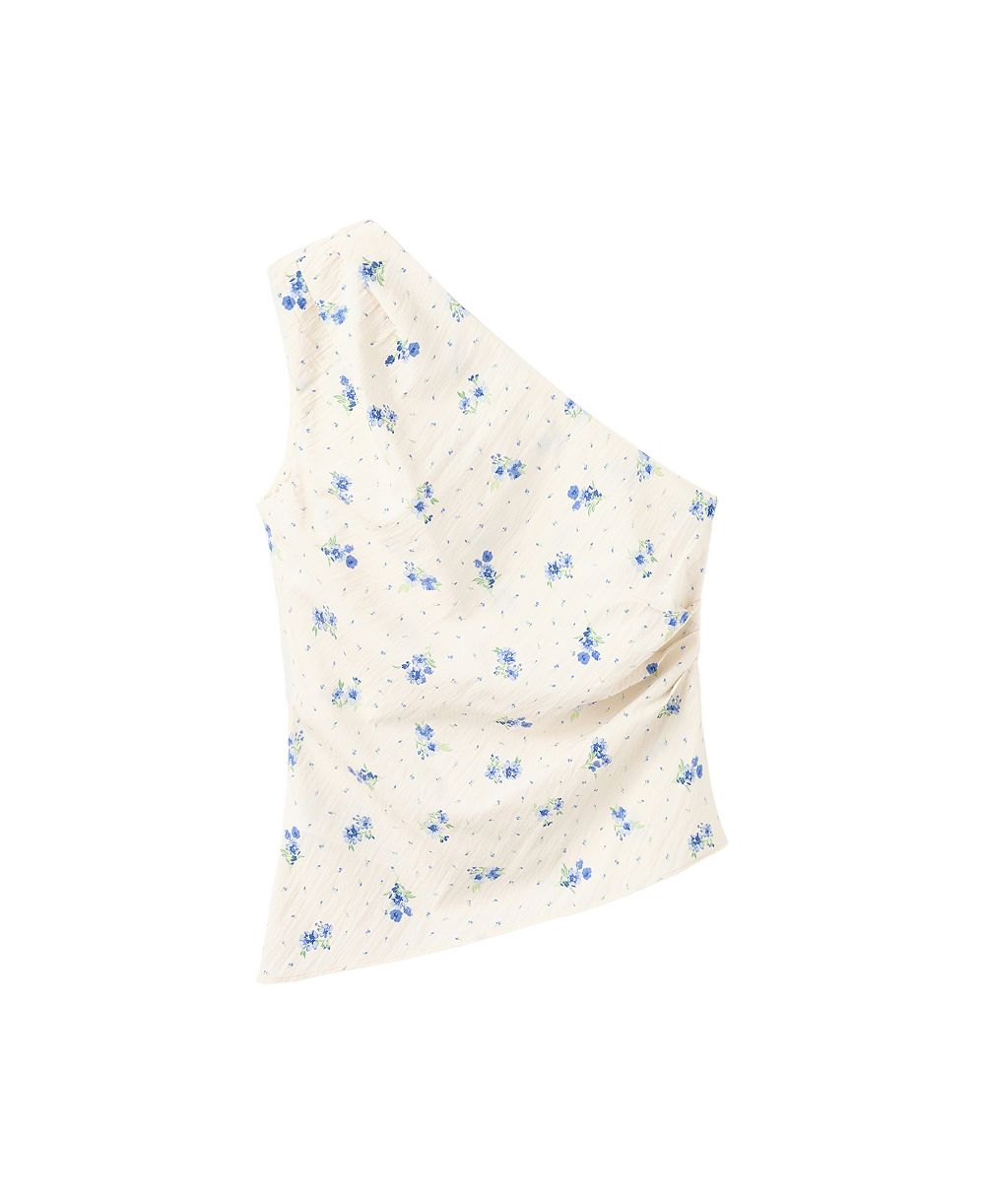 Топ Mango Women's Asymmetrical-Neck Floral Tank