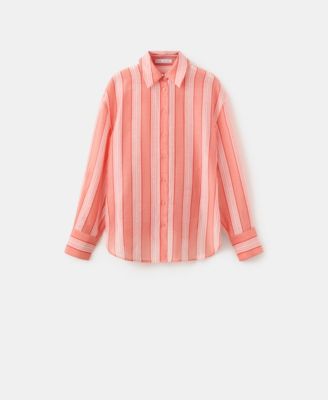 Mango Women's Striped Linen-Lyocell-Blend Shirt