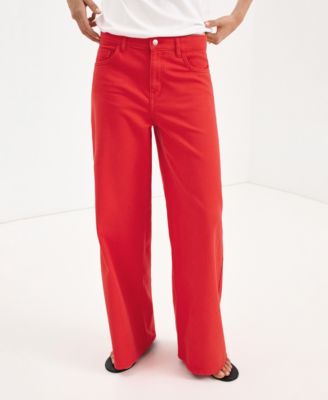 Mango Women's Low-Rise Wide-Leg Colored Jeans, 32.09" Inseam