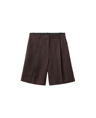 MANGO Women's Mid-Rise Pleated Bermuda Shorts, 7.87" Inseam