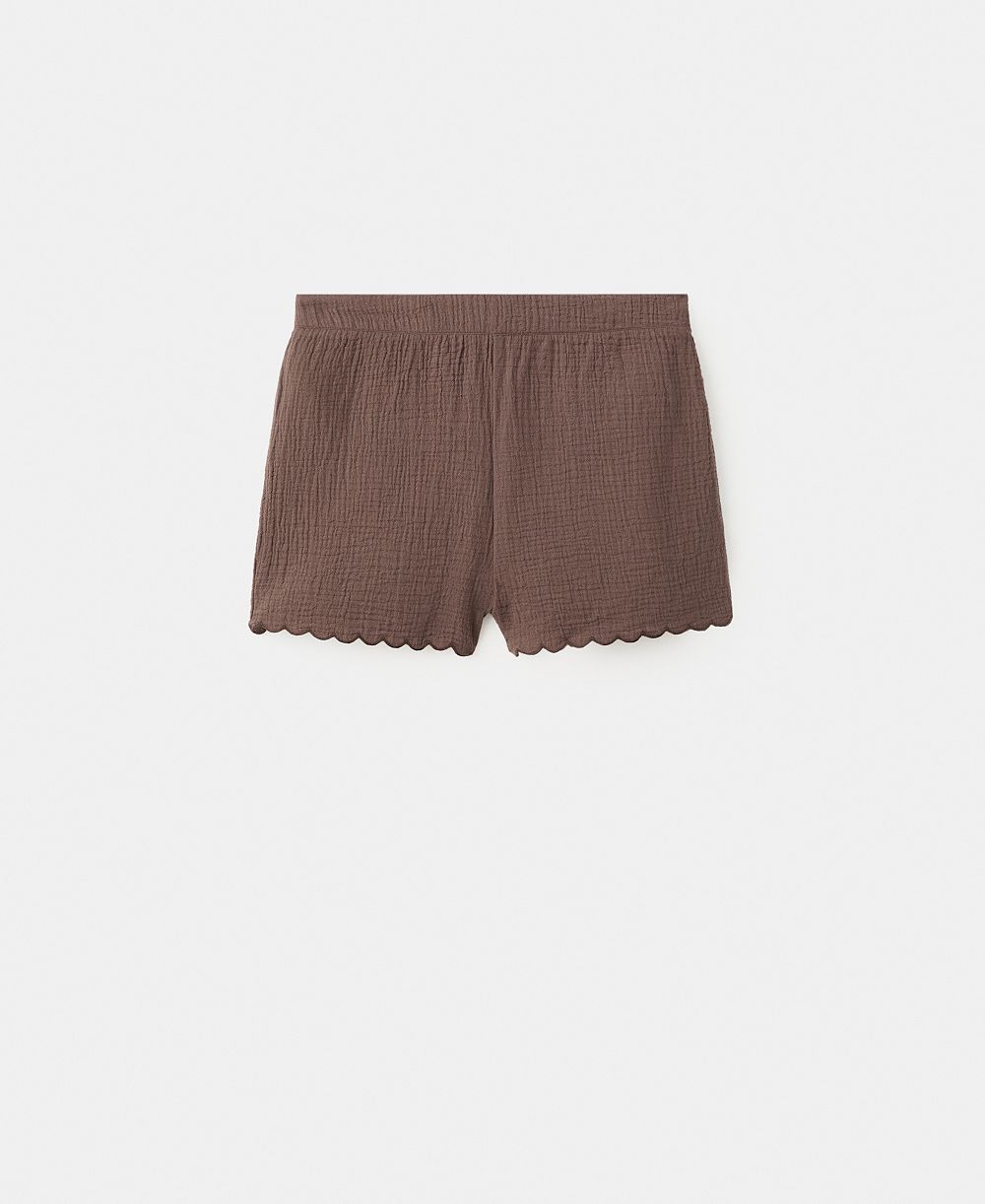 Mango Женские хлопковые шорты с отделкой Scalloped Details