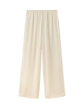 MANGO Women's Satin Lace-Trim Pajama Pants