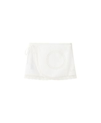 Mango Women's Openwork-Embroidery Mini Low-Waist Cotton Skirt