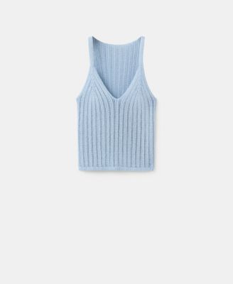 Mango Women's Metallic Openwork Knit Top