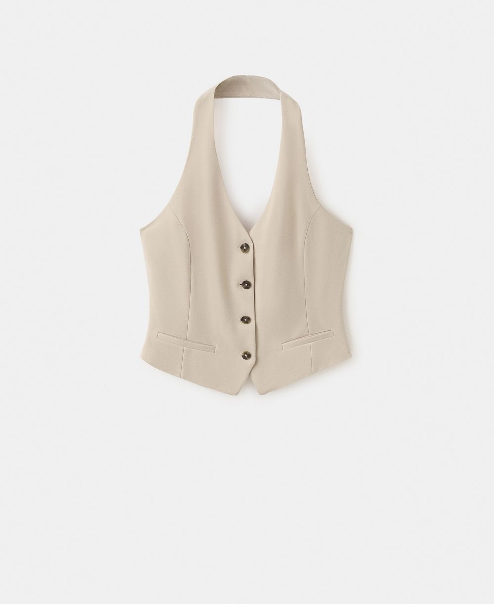 Mango Women's Buttons Halter-Neck Vest