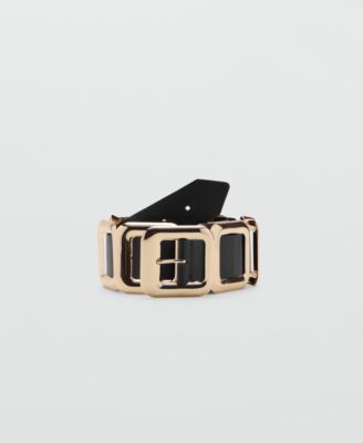 Mango Women's Square Design Leather Belt