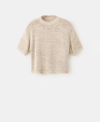 Mango Women's Short-Sleeve Heathered Knit Sweater
