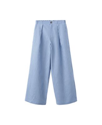 Mango Women's Striped Flowy Wide-Leg Pleated Pants