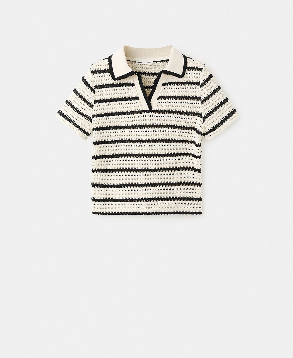 Топ Mango Women's Striped Crocheted Polo