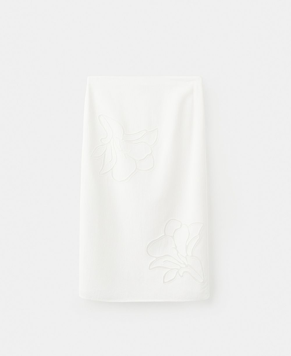 Mango Women's Floral Embroidered Linen Skirt