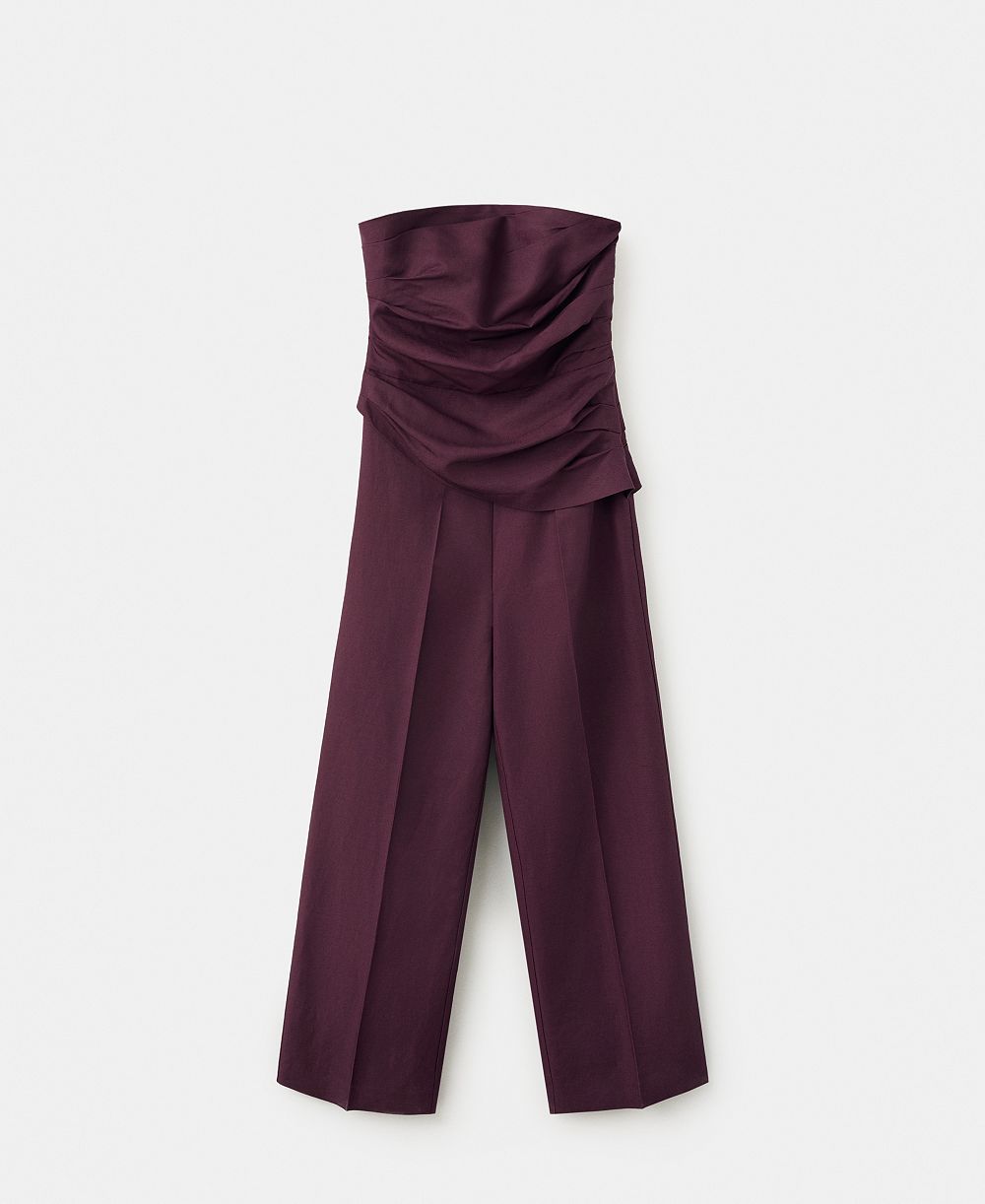 Mango Women's Strapless Linen Jumpsuit