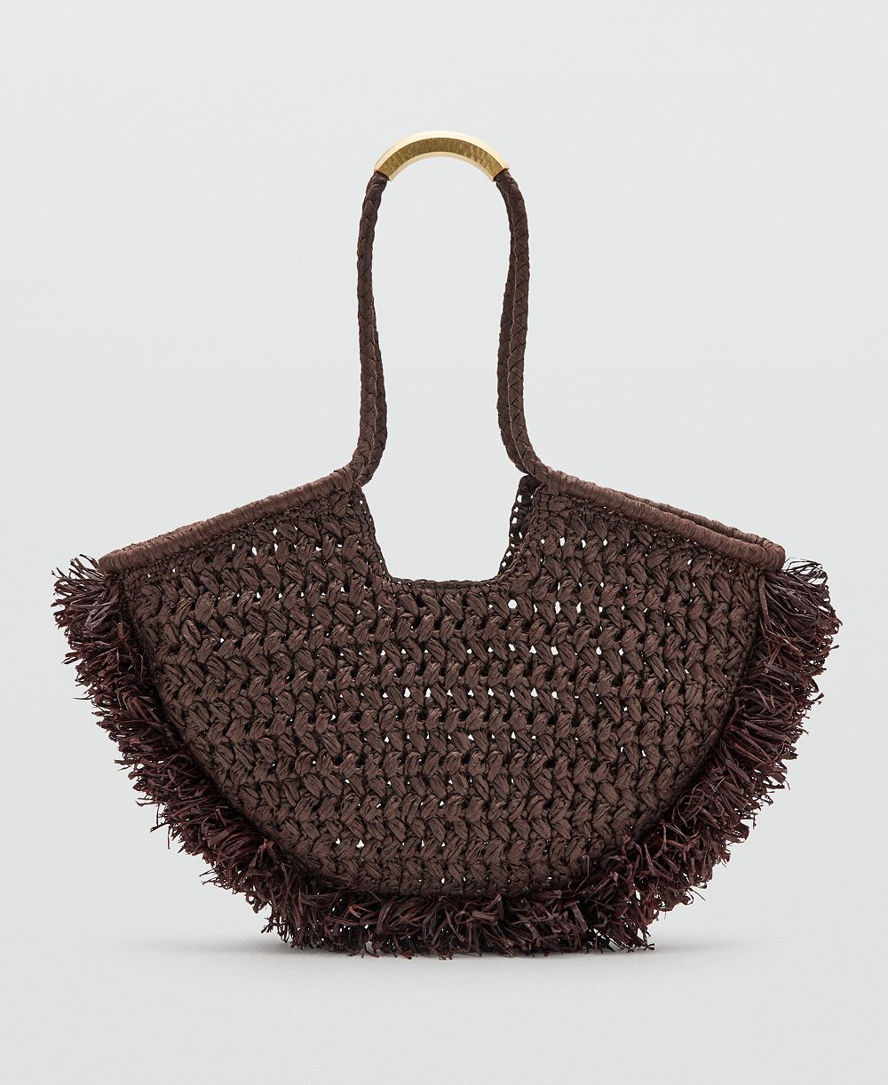 Mango Women's Natural-Fiber Shoulder Bag