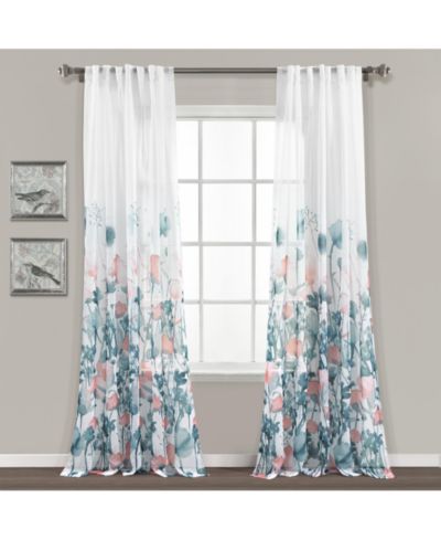 Lush Decor Zuri Flora Sheer Window Curtain Panels Pair - Sheer Curtains for Living Room - Floral Curtains For Bedroom