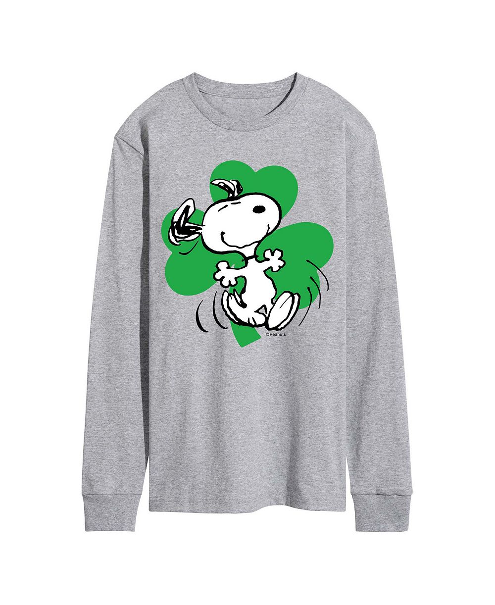 AIRWAVES Men's Peanuts Snoopy St. Patrick's Day Long-Sleeve Graphic T-Shirt