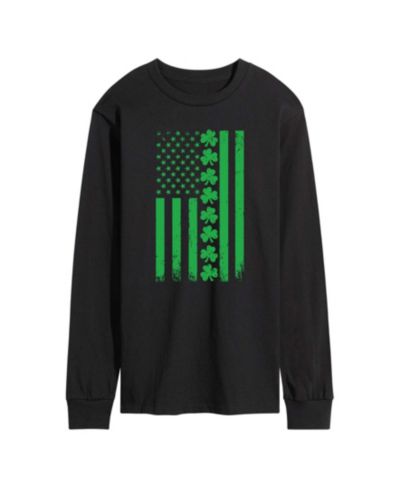 AIRWAVES Men's Instant Message Lucky USA Flag Long-Sleeve Graphic T-Shirt