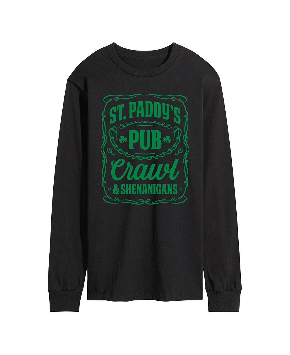 AIRWAVES Men's Instant Message St. Paddy's Pub Crawl Long-Sleeve Graphic T-Shirt