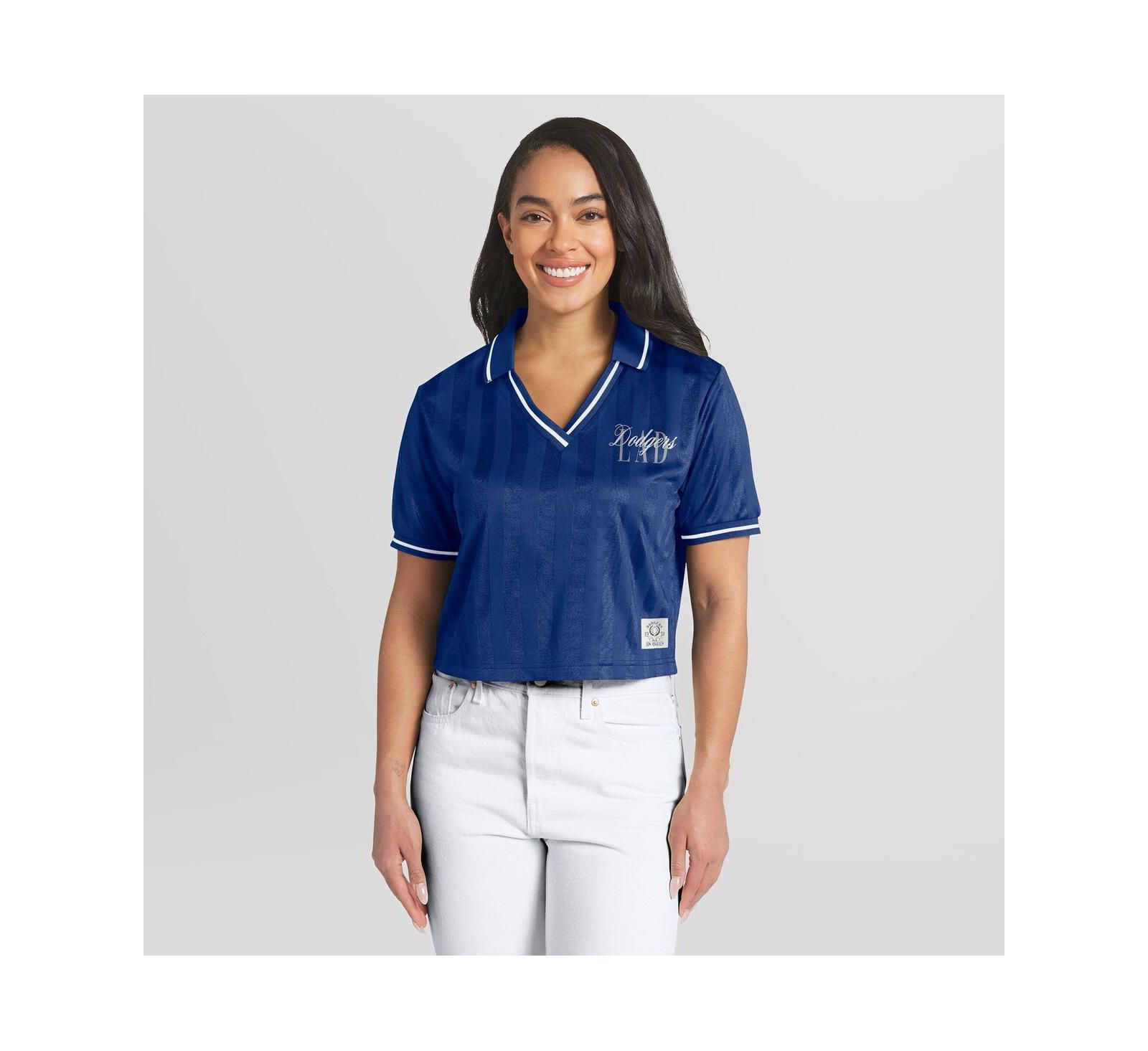 Женская укороченная рубашка-поло WEAR by Erin Andrews Los Angeles Dodgers, королевский синий