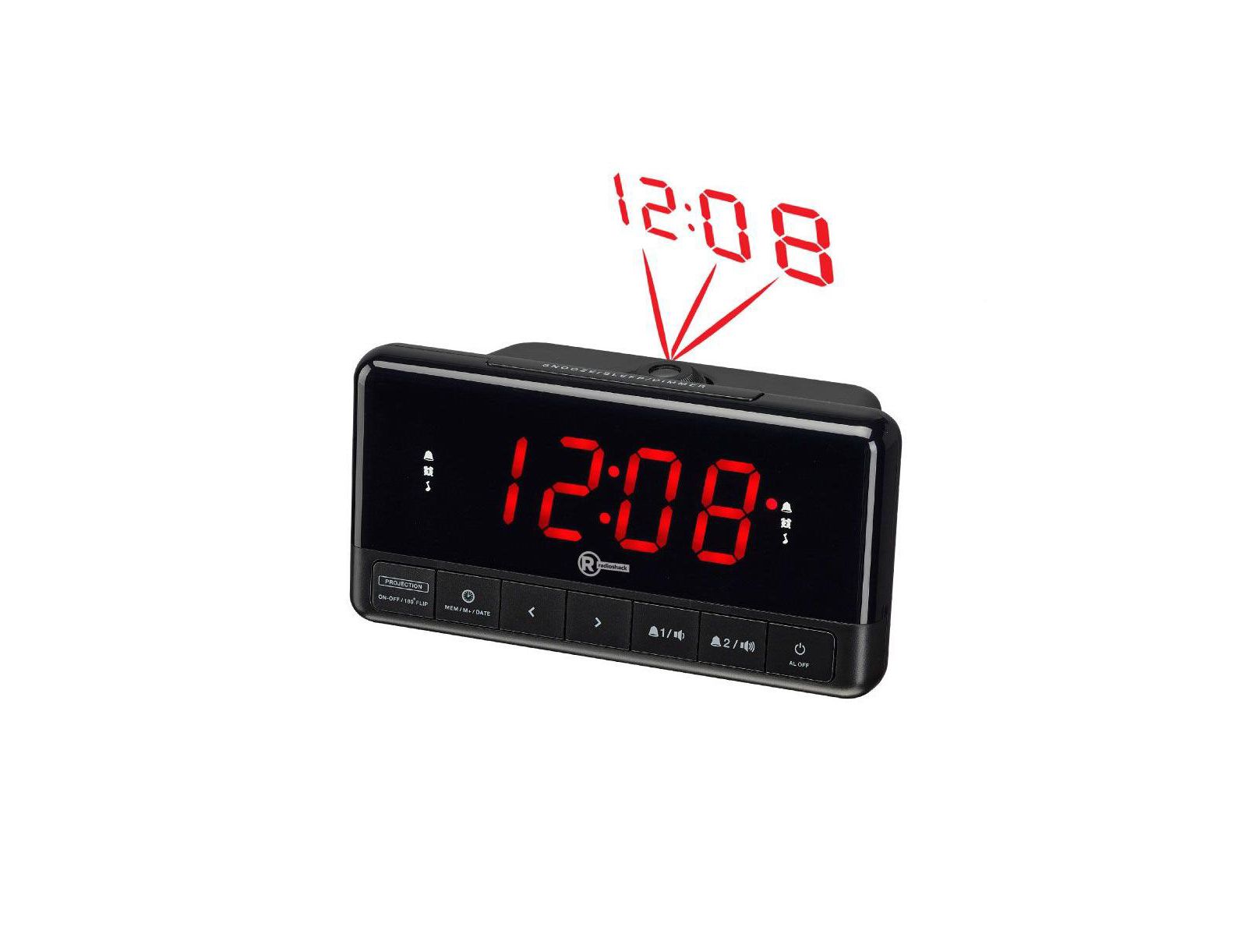 RadioShack Радиоприемник с проекционным часами, FM, USB, LED дисплей