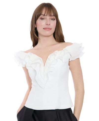 Muse Женский топ из органзы с рюшами Off-The-Shoulder