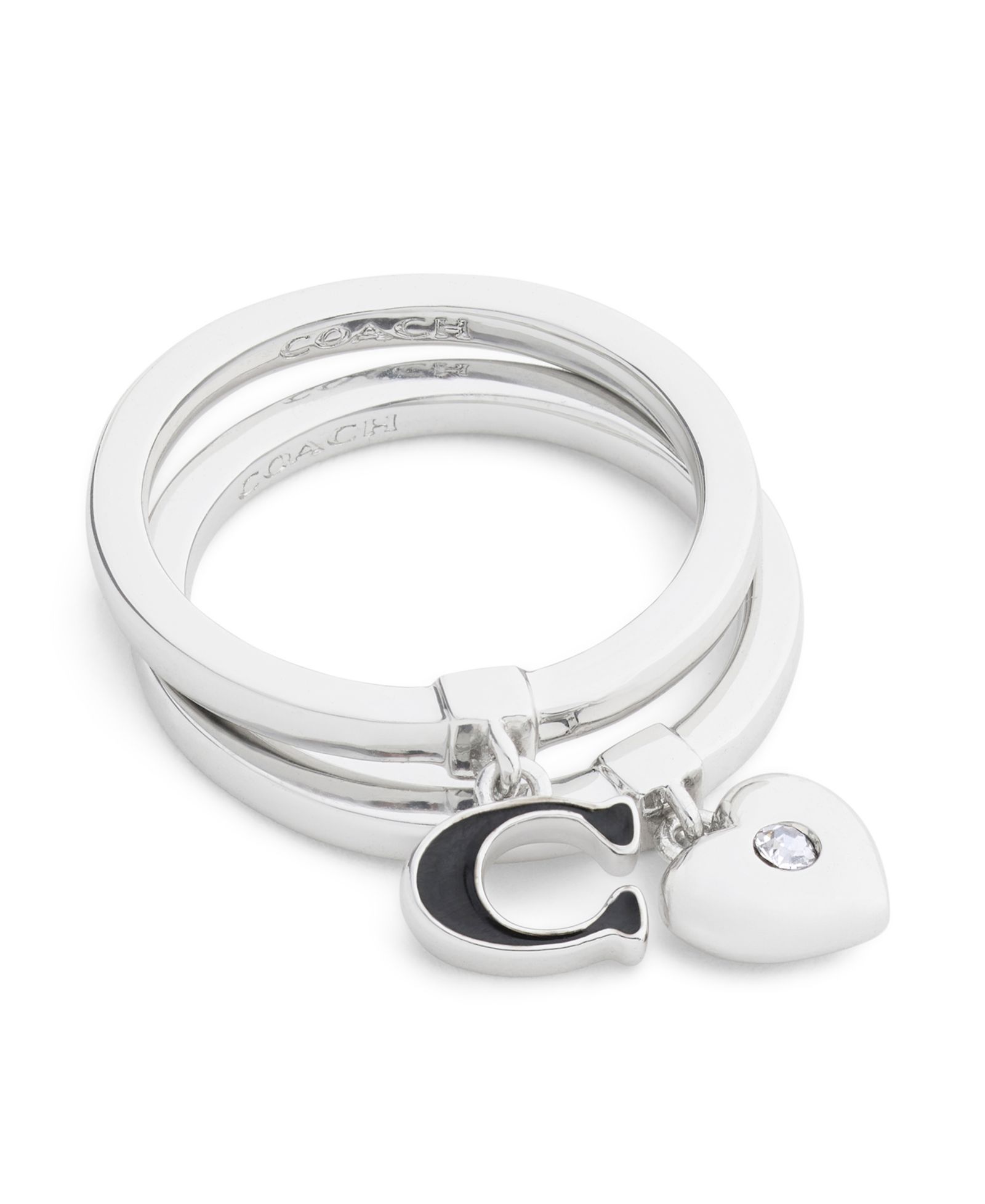 COACH Faux Stone Signature C Rexy Charm Duo Ring Set