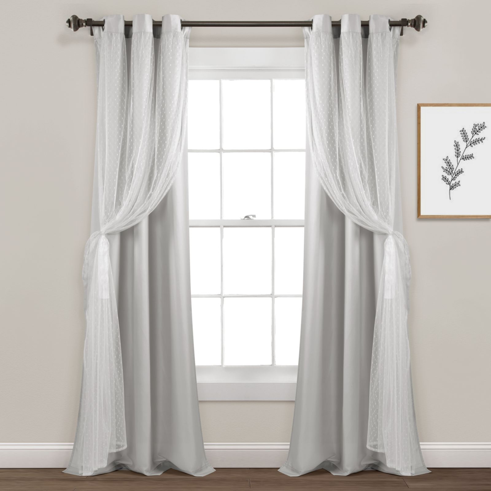 Тюль Lush Decor Cottage Polka Dot Sheer Window Curtain Panel с подхватом