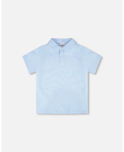 Deux par Deux Toddler Boys Polo T-Shirt Pale Blue - Toddler|Child