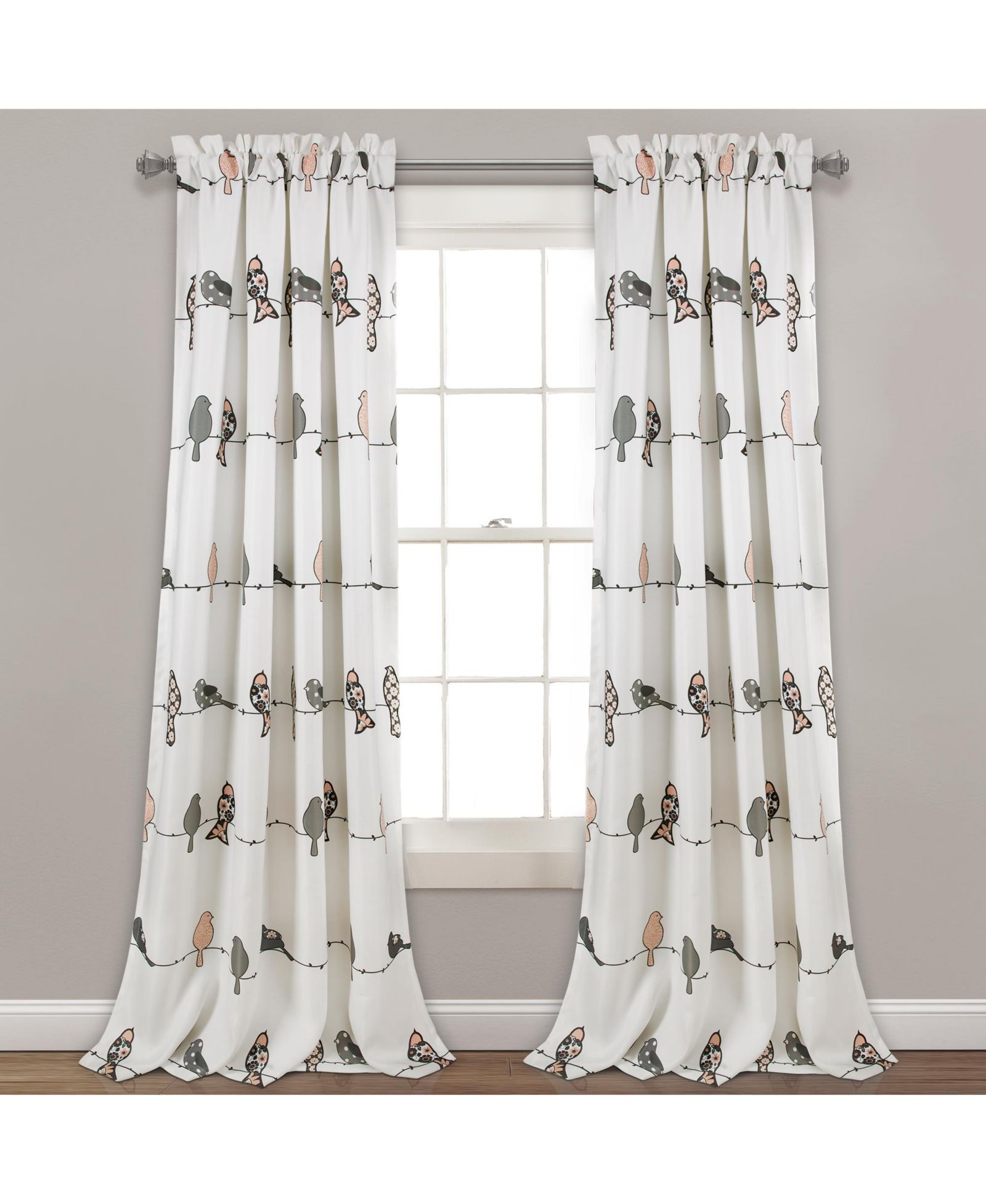 Lush Decor Rowley Birds светопропускающие шторы для спальни, пара, 52" W x 108" L
