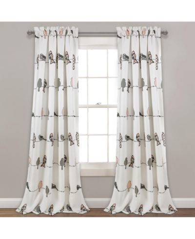 Lush Decor Rowley Birds Light Filtering Window Curtain Panels, Pair, 52" W x 108" L, Curtains for Bedroom - Farmhouse Curtains for Windows