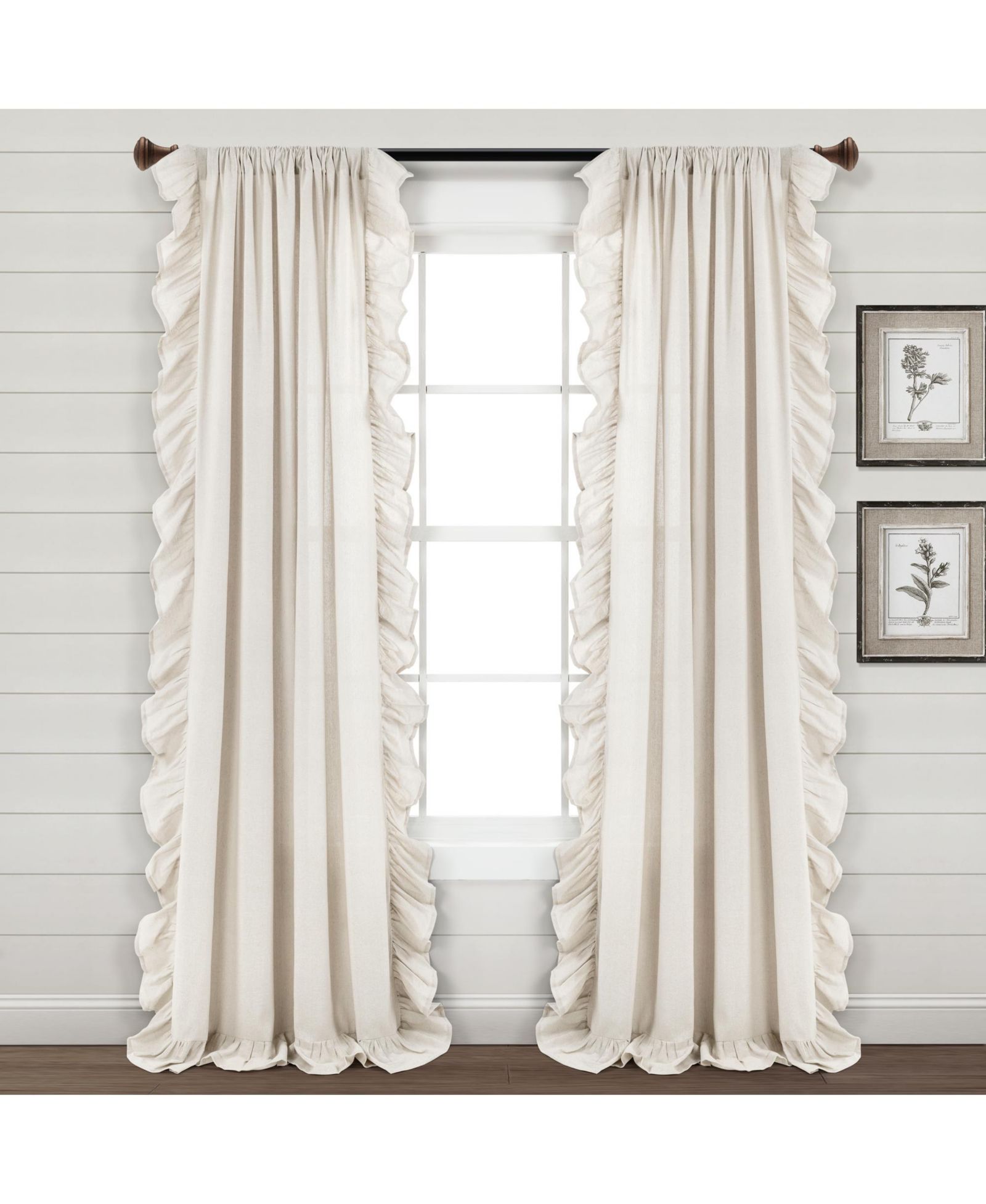 Штора Lush Decor Linen Ruffle Window Curtain Panel Off White 54X95+5