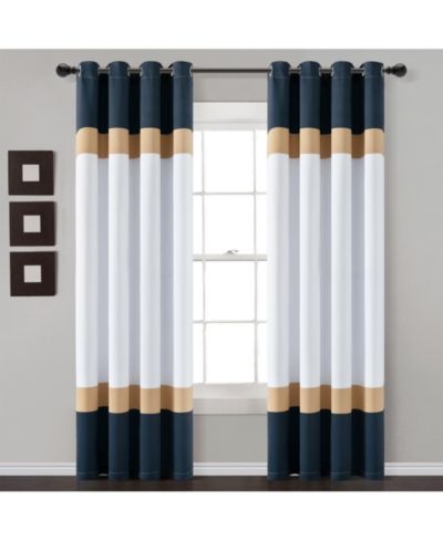 Lush Decor Alexander Color Block Light Filtering Window Curtain Panels Pair 52"W x 84"L