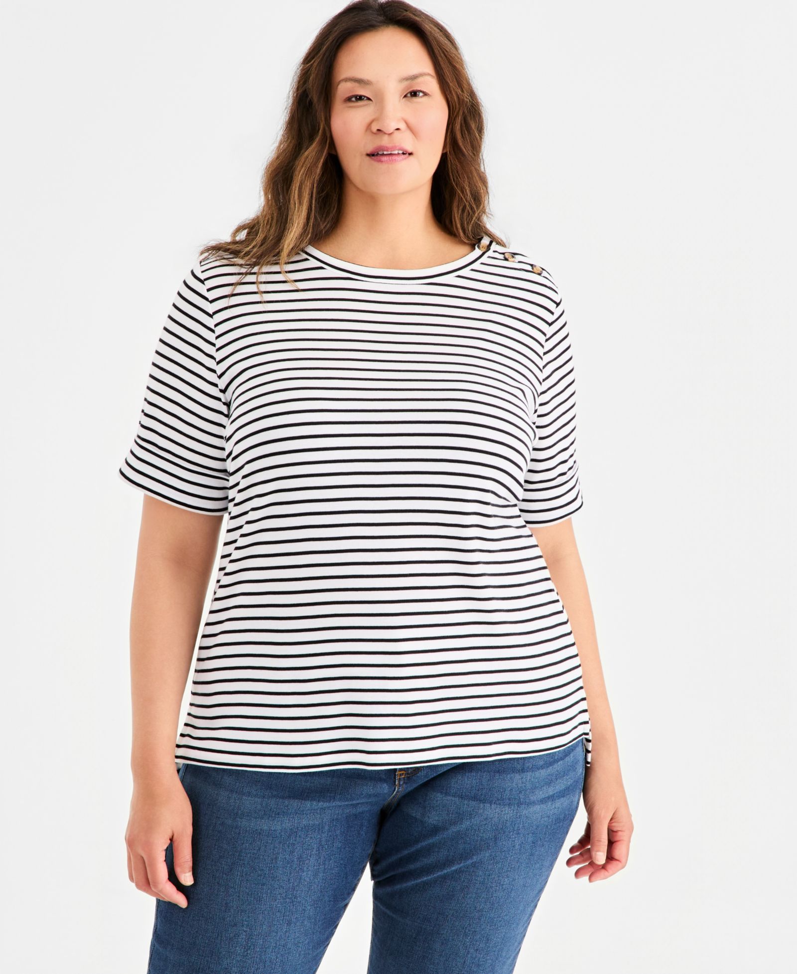 Женский топ Style & Co Plus Size с принтом и воротником лодочкой