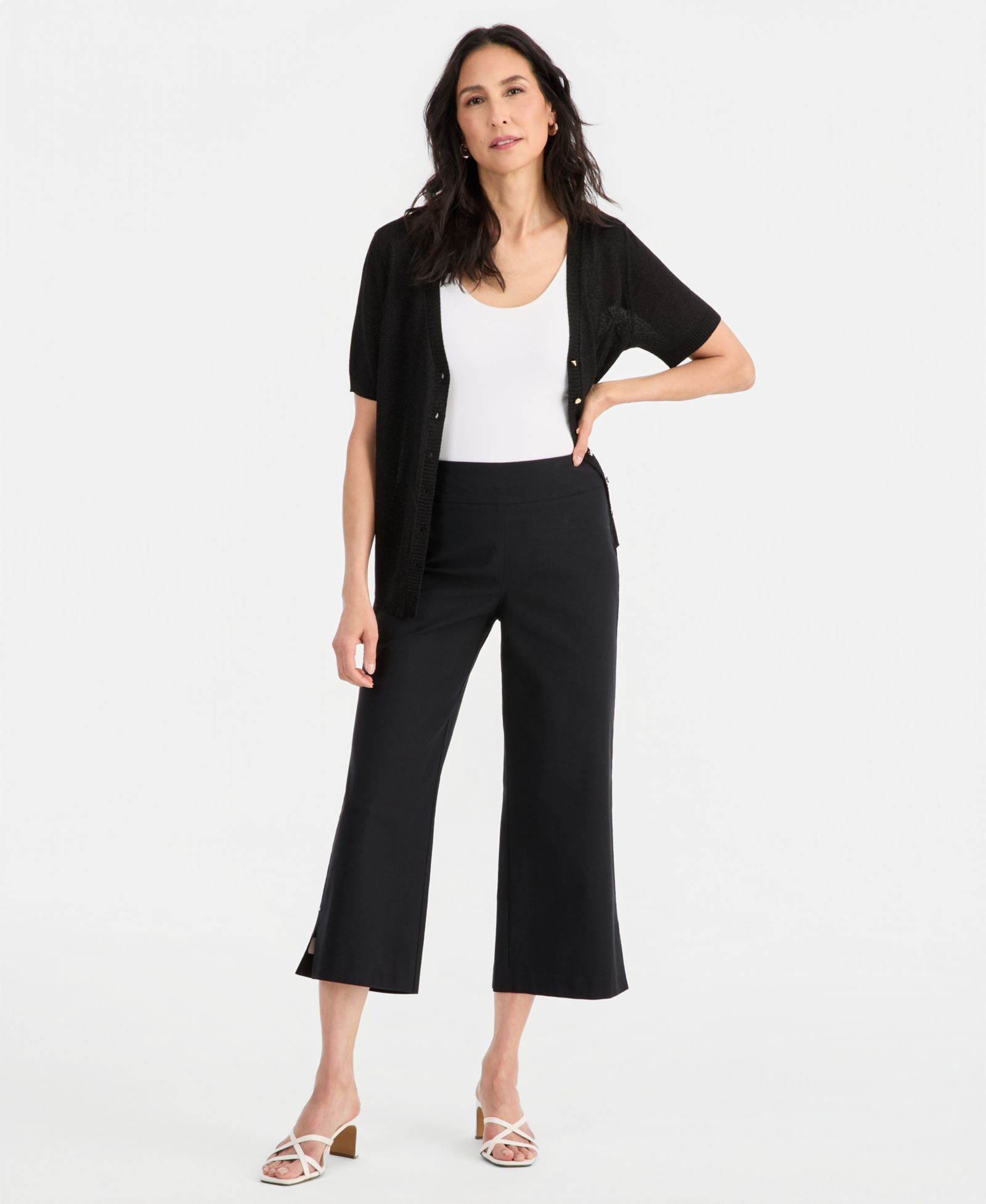 Женские брюки JM Collection Mid-Rise Pull-on Wide-Leg Capri