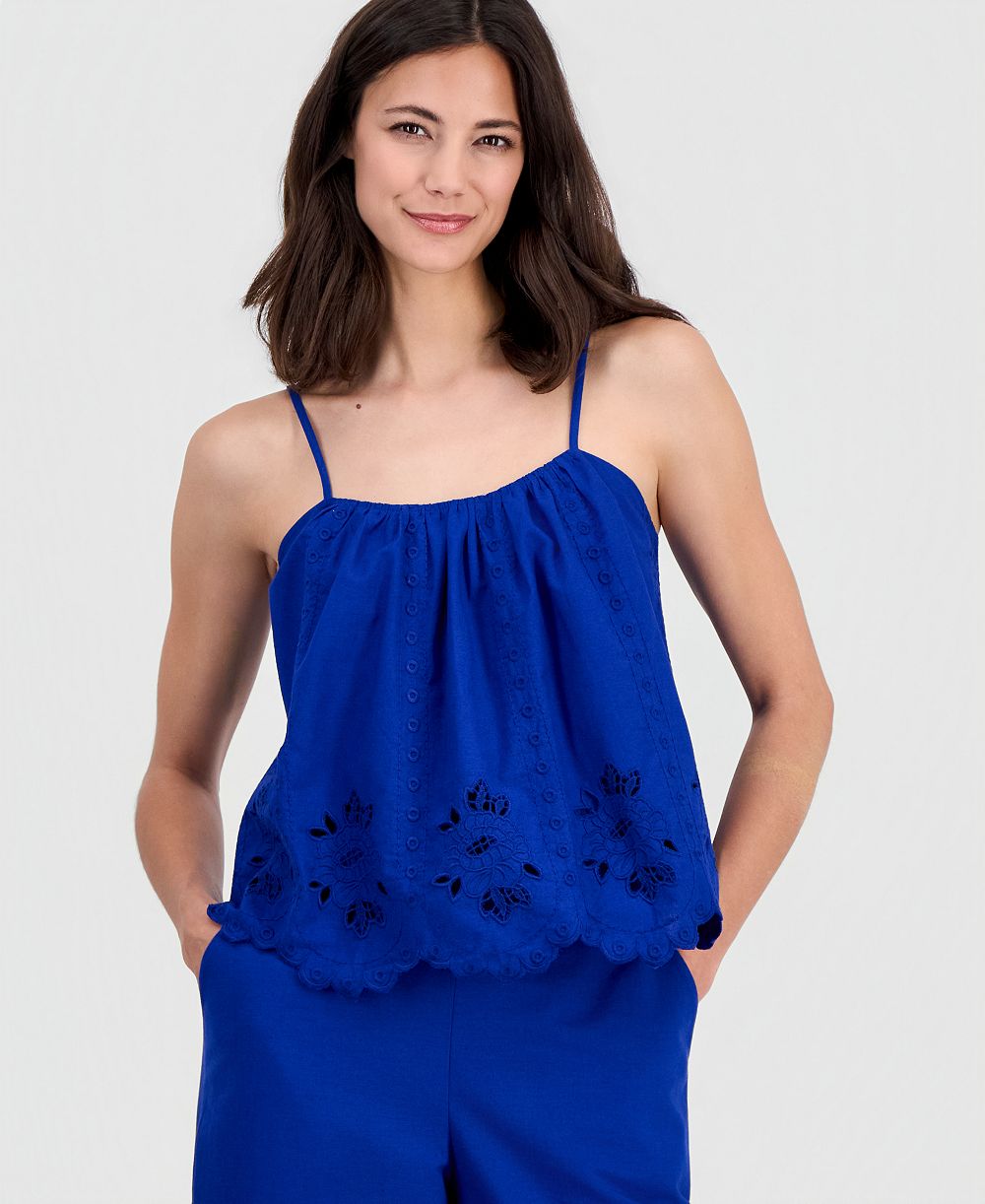Женский топ On 34th Linen-Blend Cutwork-Hem