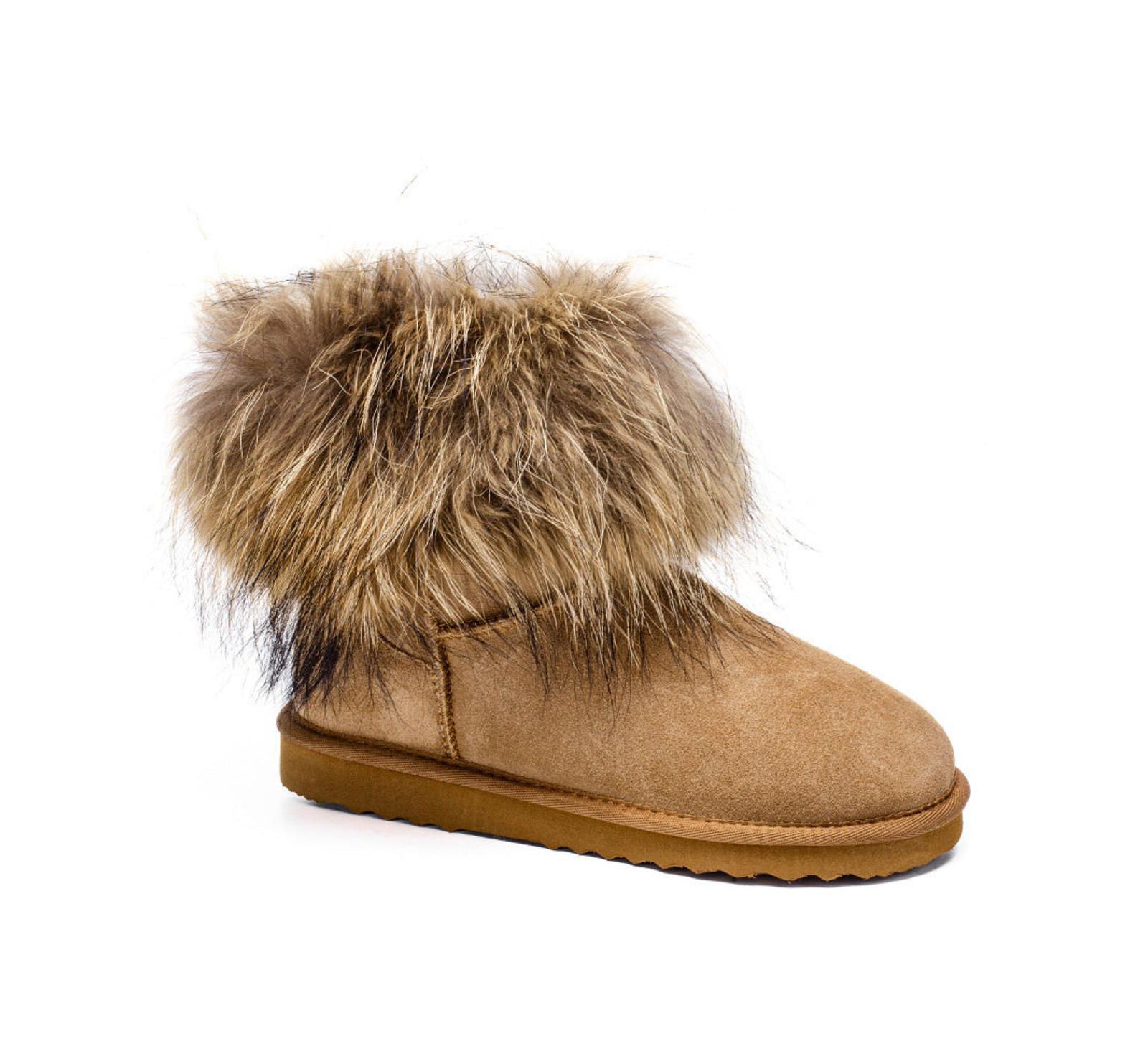 Pazstor Women's Shearling and Raccoon Hair Boots CY2469