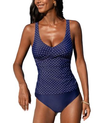 Комплект топик и плавки Cupshe Women's Wrapped Tankini & Tropical Mid-Rise