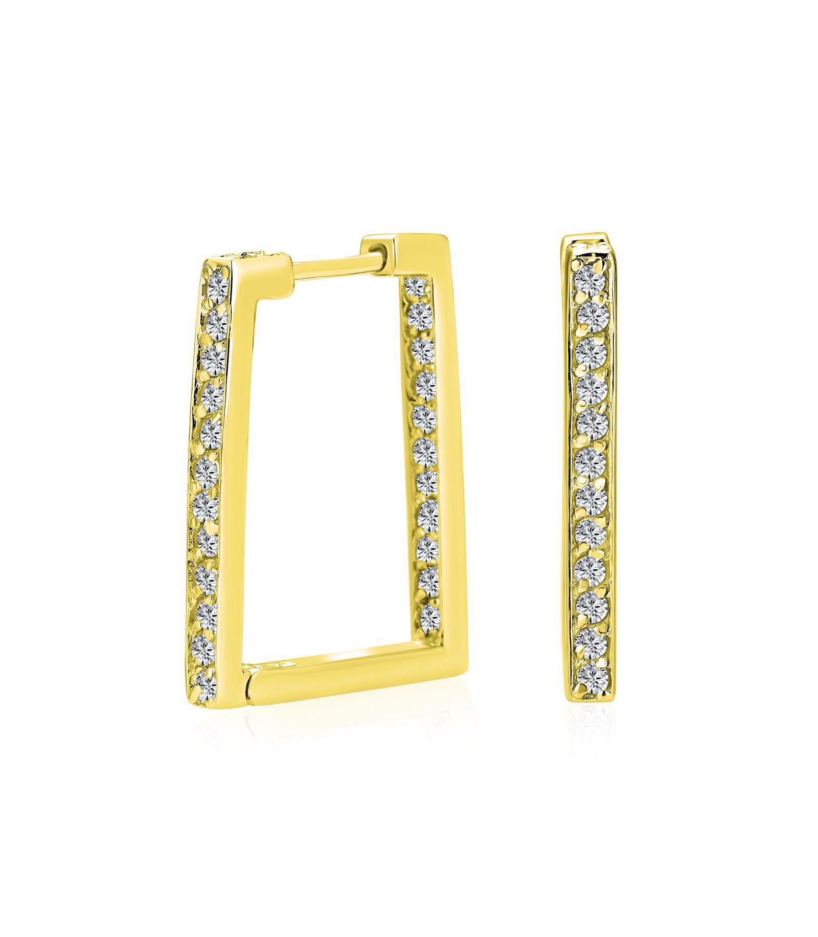 Серебряные серьги-кольца Bling Jewelry Modern Inside Out с прямоугольными фианитами, позолота