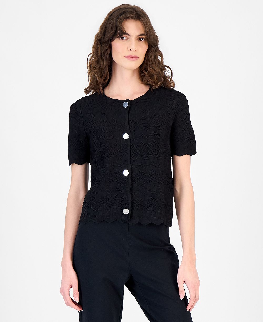Anne Klein Women's Zigzag Short-Sleeve Cardigan