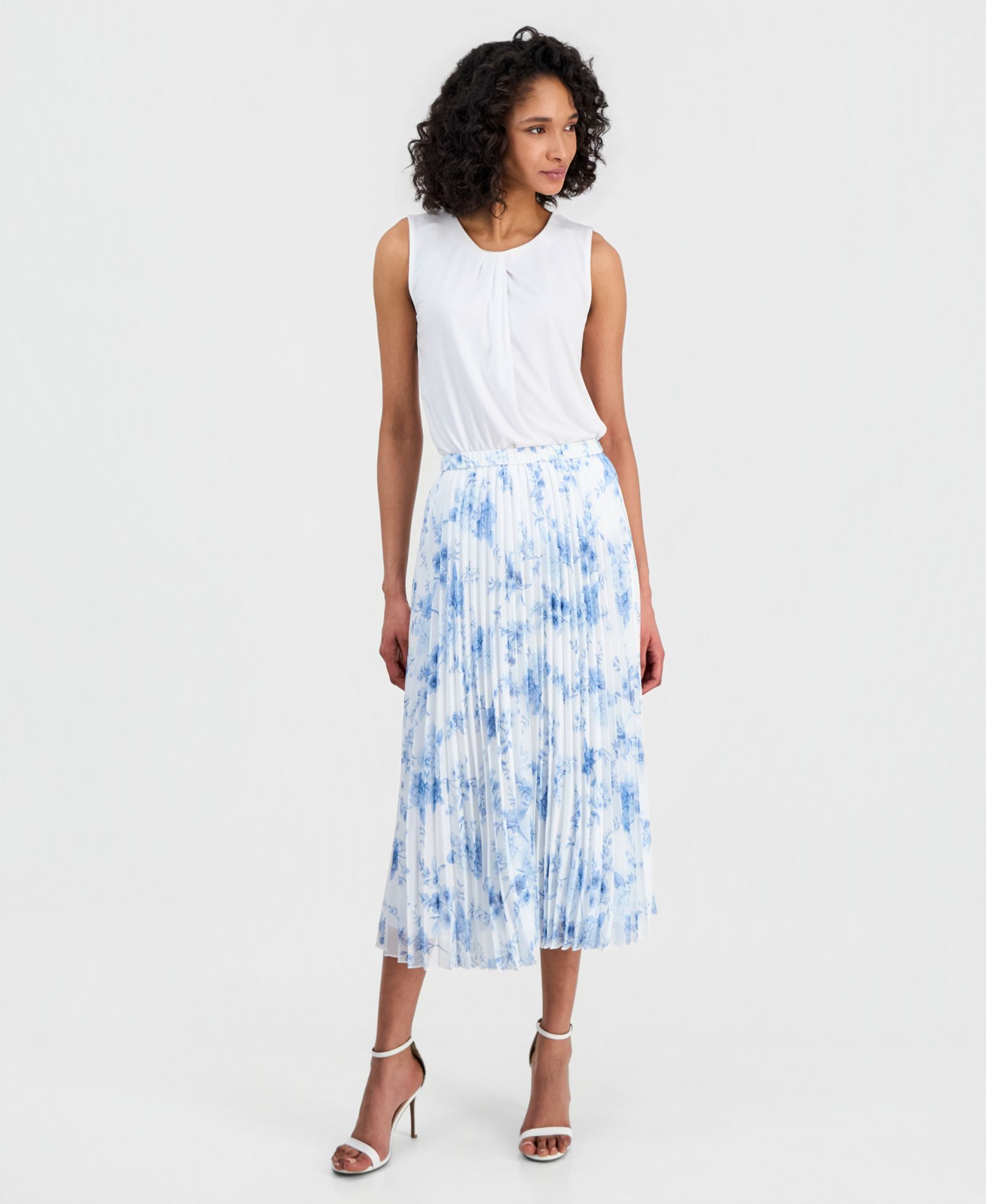 Anne Klein Women's Pull-On Pleated Midi Skirt
