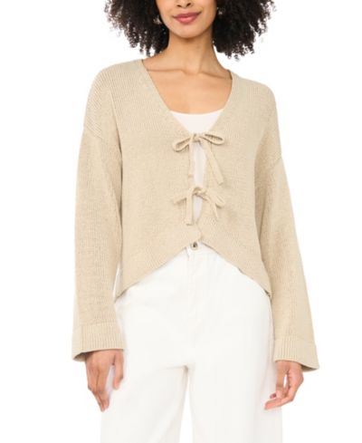1.STATE Women's Tie-Front Long-Sleeve Cardigan