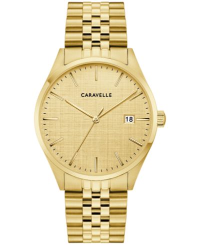 Caravelle Men's Classic Gold-Tone Stainless Steel Bracelet Watch, 39mm