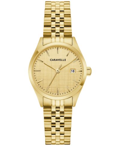 Женские классические часы Caravelle Dress Gold-Tone Stainless Steel, 28mm