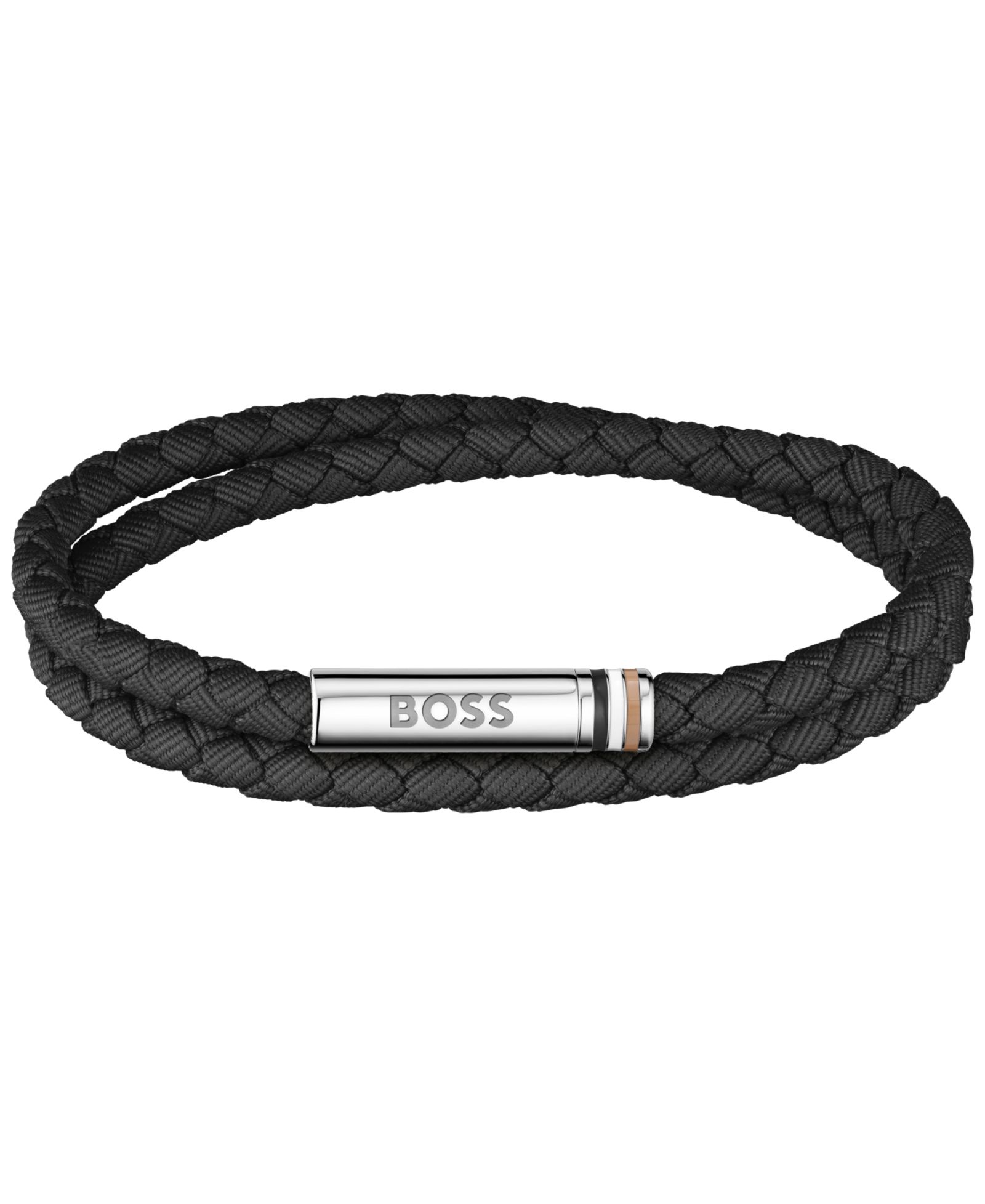 Мужской браслет Hugo Boss Men Ares, летний, из нержавеющей стали и черного нейлонового шнура