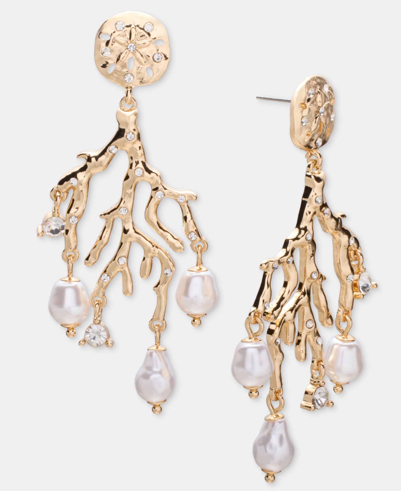 I.N.C. International Concepts серьги Statement Pavé & Imitation Pearl Coral