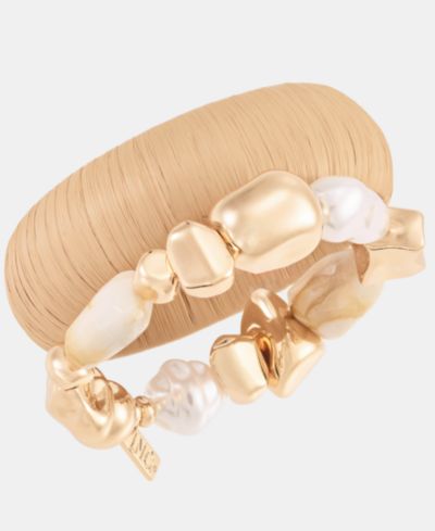 I.N.C. International Concepts 2-Pc Set Raffia & Beaded Stretch Bracelets, Macy's Exclusive