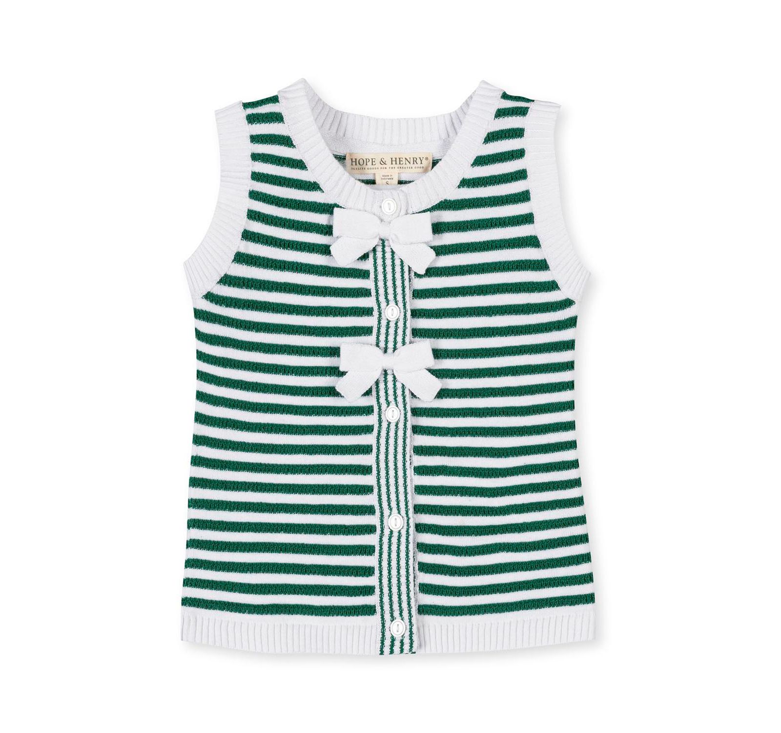 Детский топ Hope & Henry Organic Button Front Sweater Tank с бантиками