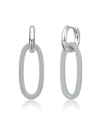 Серьги-кольца Rachel Glauber Elegant Cubic Zirconia Encrusted Oval Hoop Drop