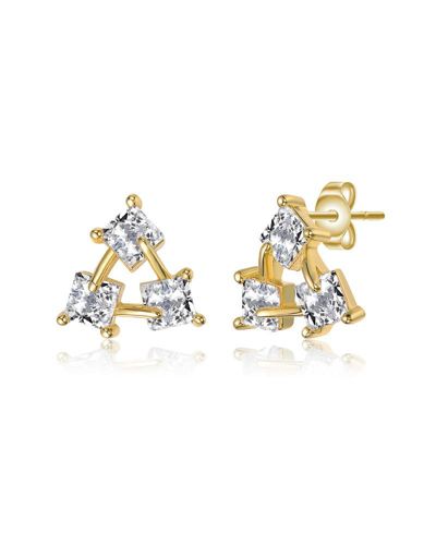 Серьги Rachel Glauber Brilliant Square CZ Triangle с покрытием 14K золота