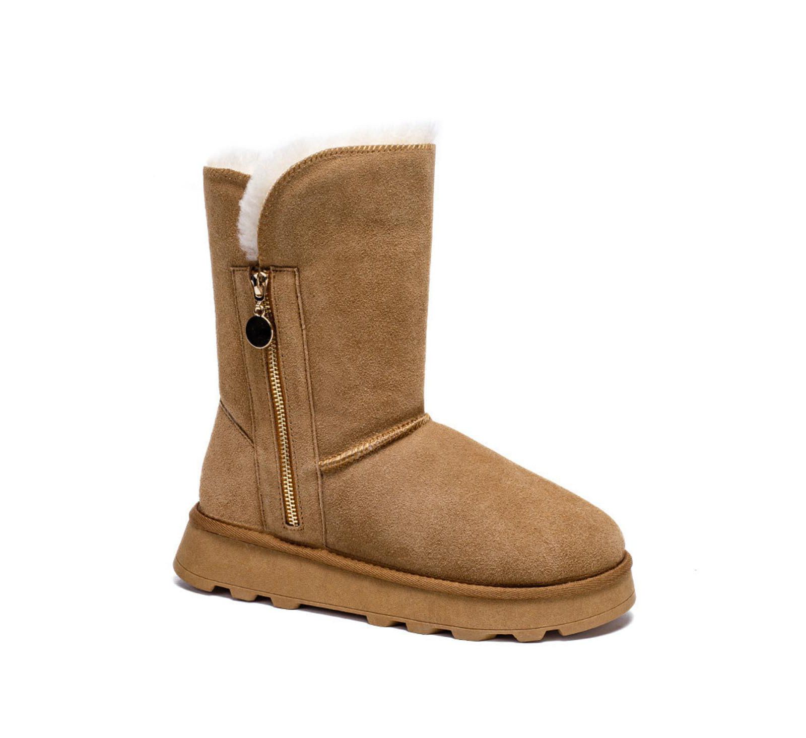 Pazstor Women's Shearling and Suede Winter Boots CY2466