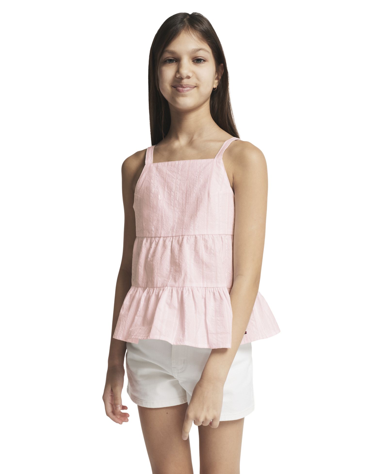 Tommy Hilfiger Girls' 7-16 Tiered Strappy Square Neck Top